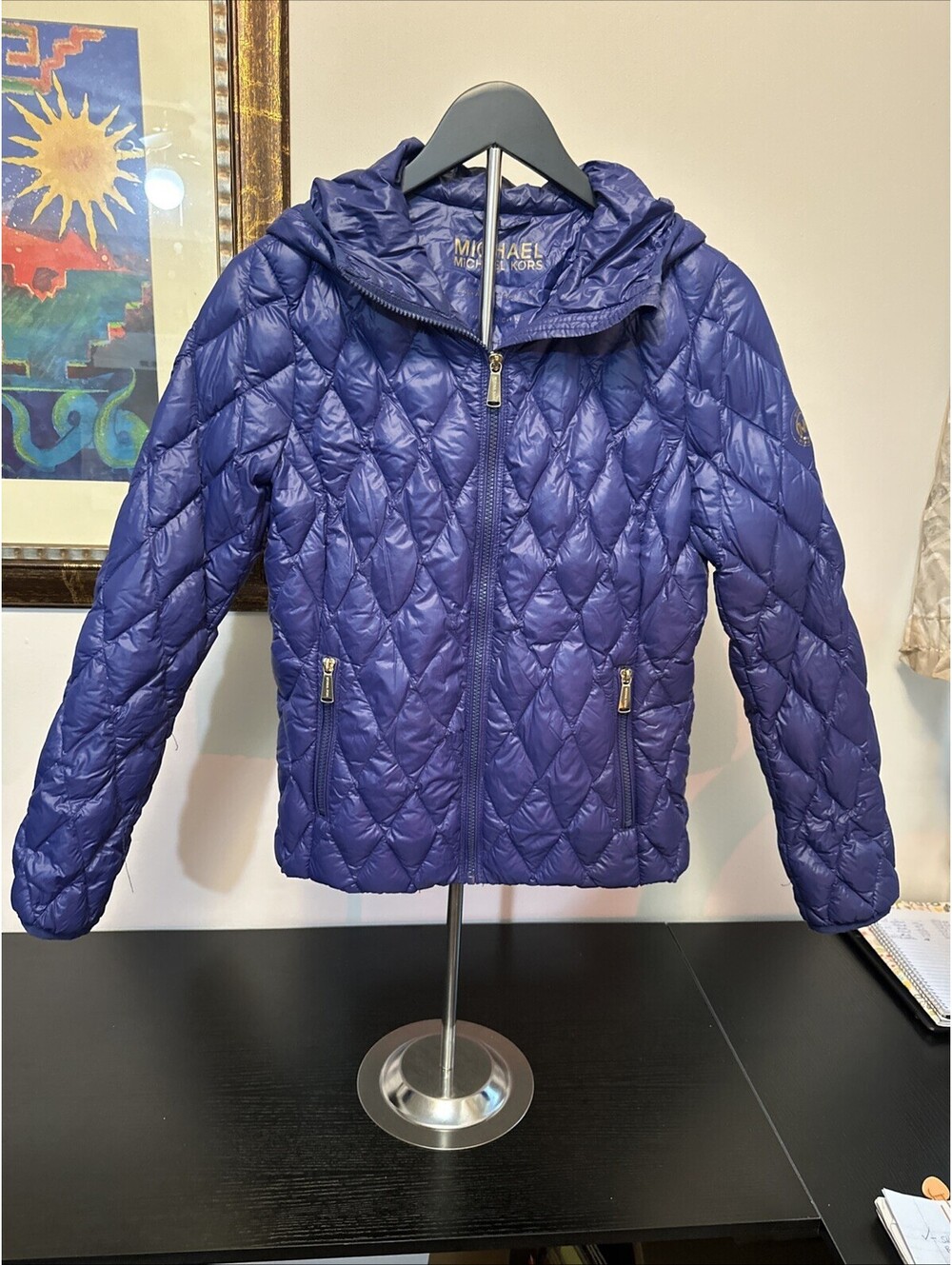 MICHAEL KORS Women's Packable Down Fill Puffer Jacket Size Small Zip Pockets.